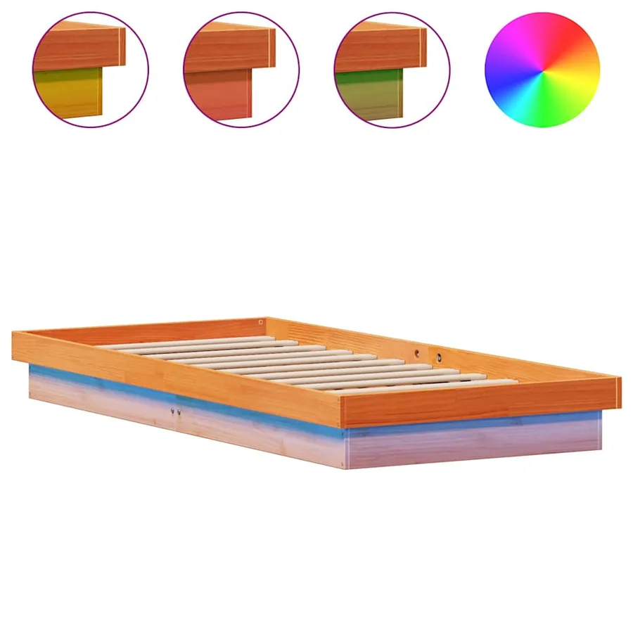 Cadre de lit à LED sans matelas 100x200 cm bois massif - 2