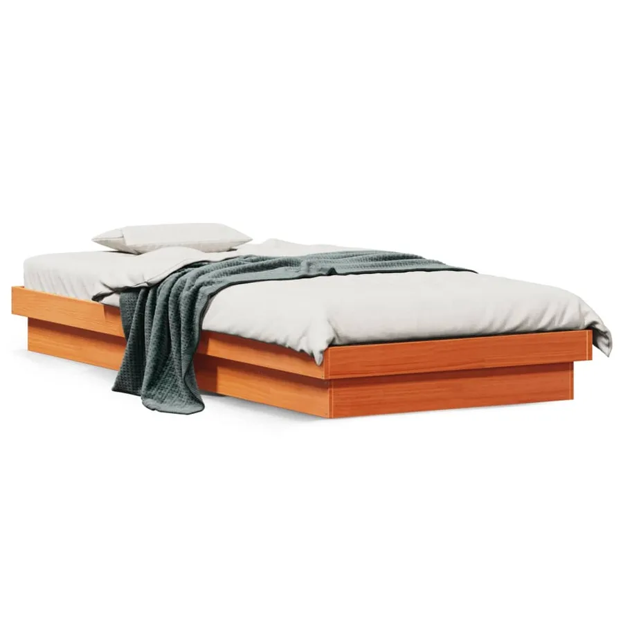 Cadre de lit à LED sans matelas 100x200 cm bois massif - 4