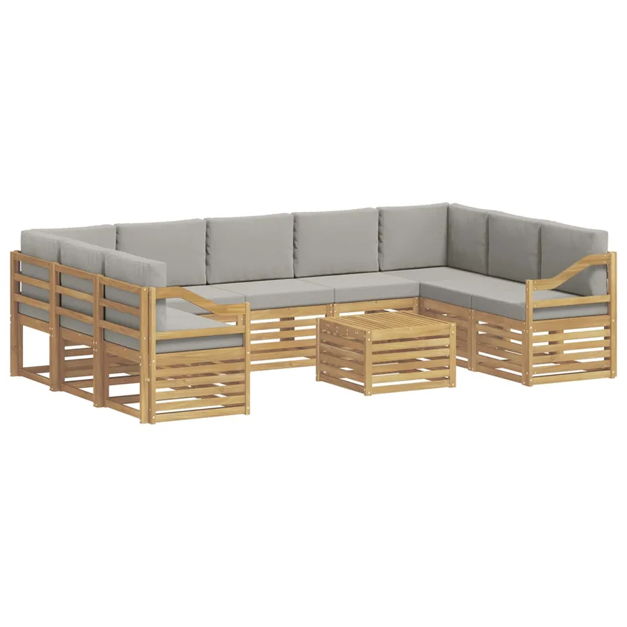 Ensembles de canapés 10 pcs Blanc et gris clair 59 x 59 x 37 cm - 2