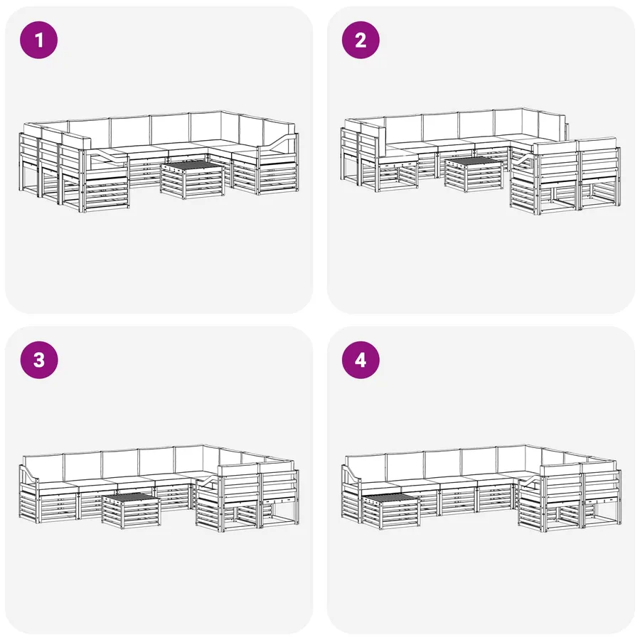Ensembles de canapés 10 pcs Blanc et gris clair 59 x 59 x 37 cm - 7