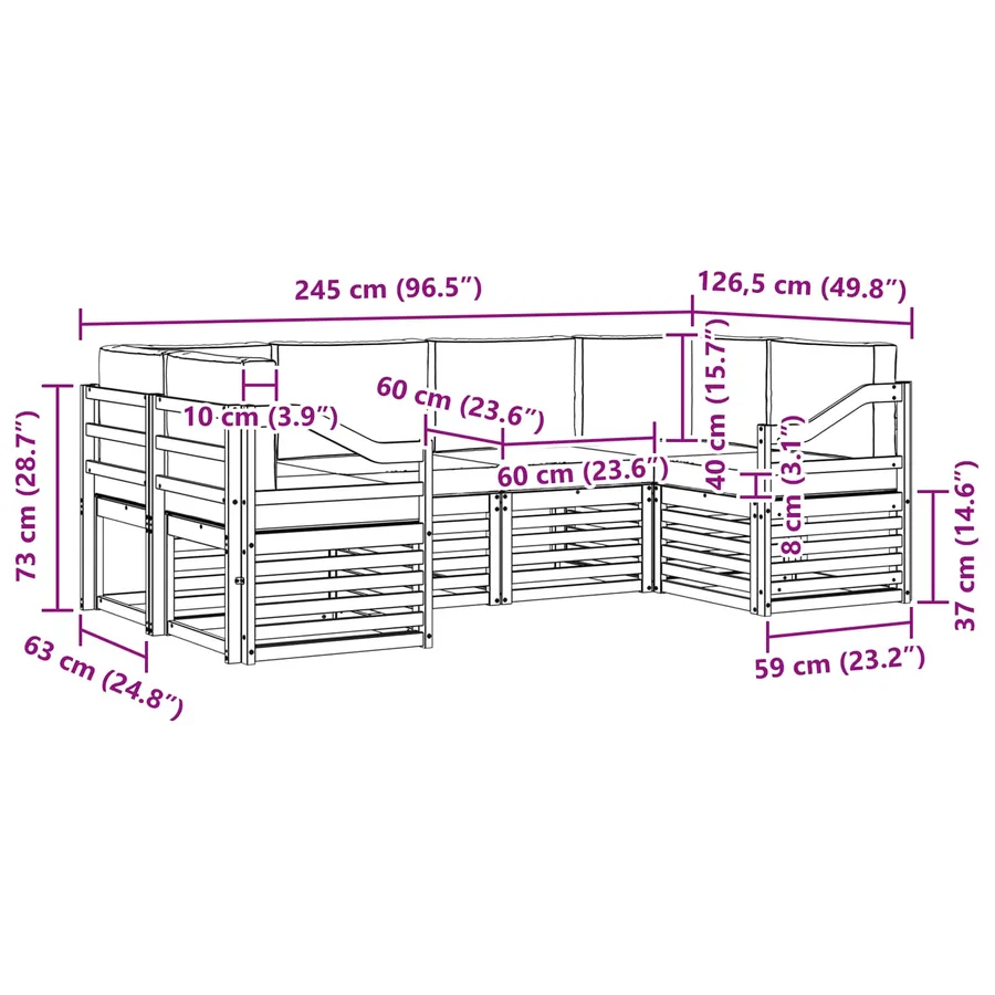 Ensemble de canapé d'angle 6 pcs Blanc et Beige - 7