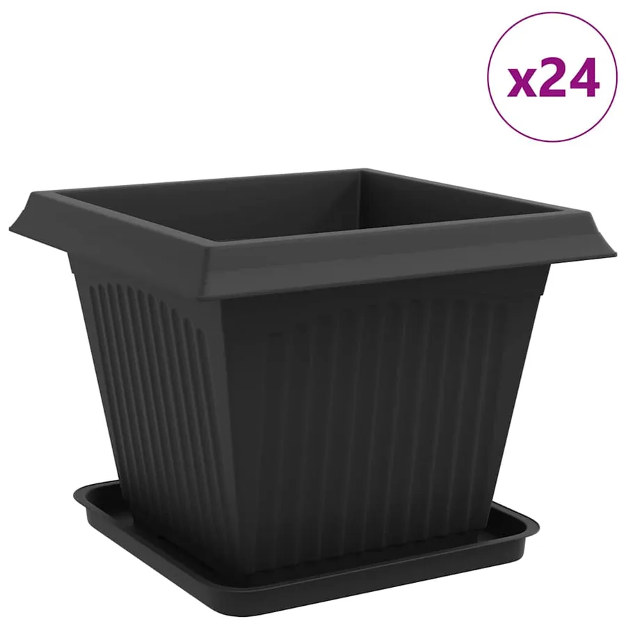 Pots de plantes 24 pcs Noir 43 x 43 x 33,5 cm Plastique - 2