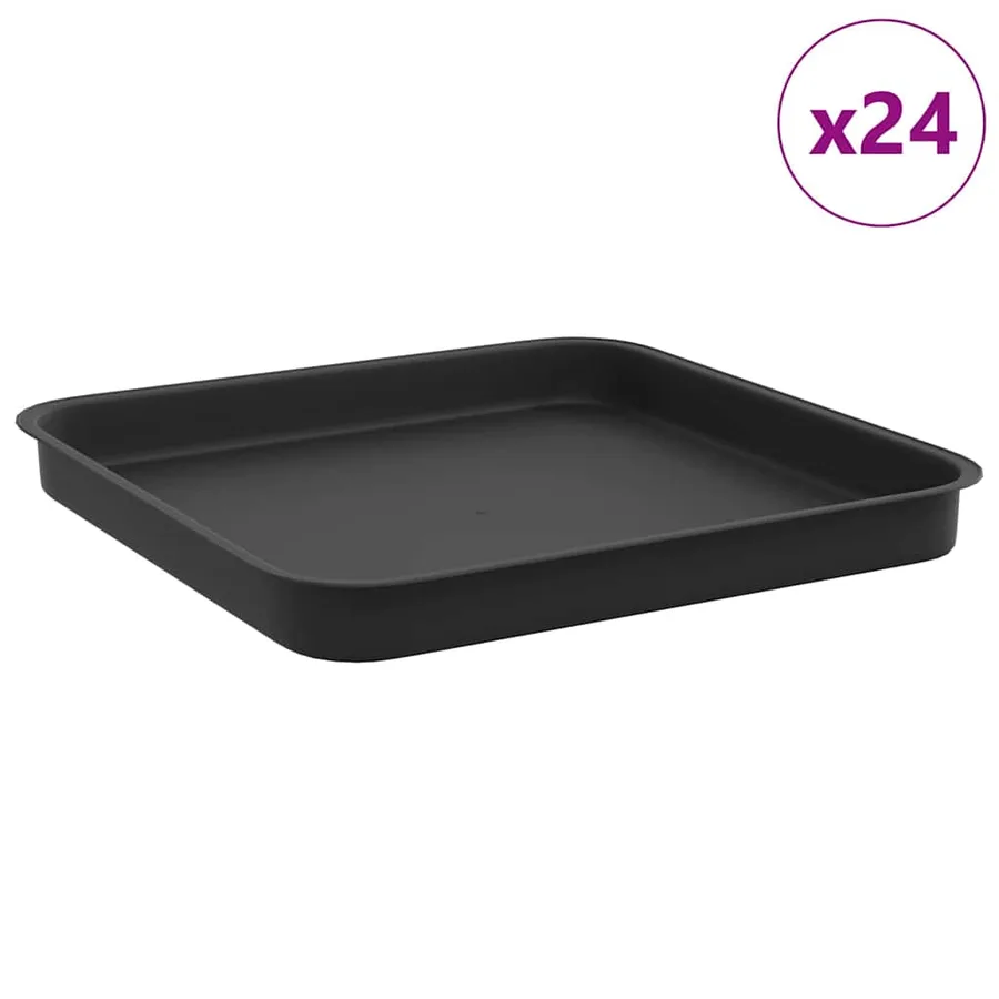 Plateau carré à fleurs 24 pcs Noir 25,5 x 25,5 x 2,5 cm - 2
