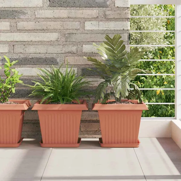 Plateau carré à fleurs 24 pcs Rouge brique 21 x 21 x 2 cm
