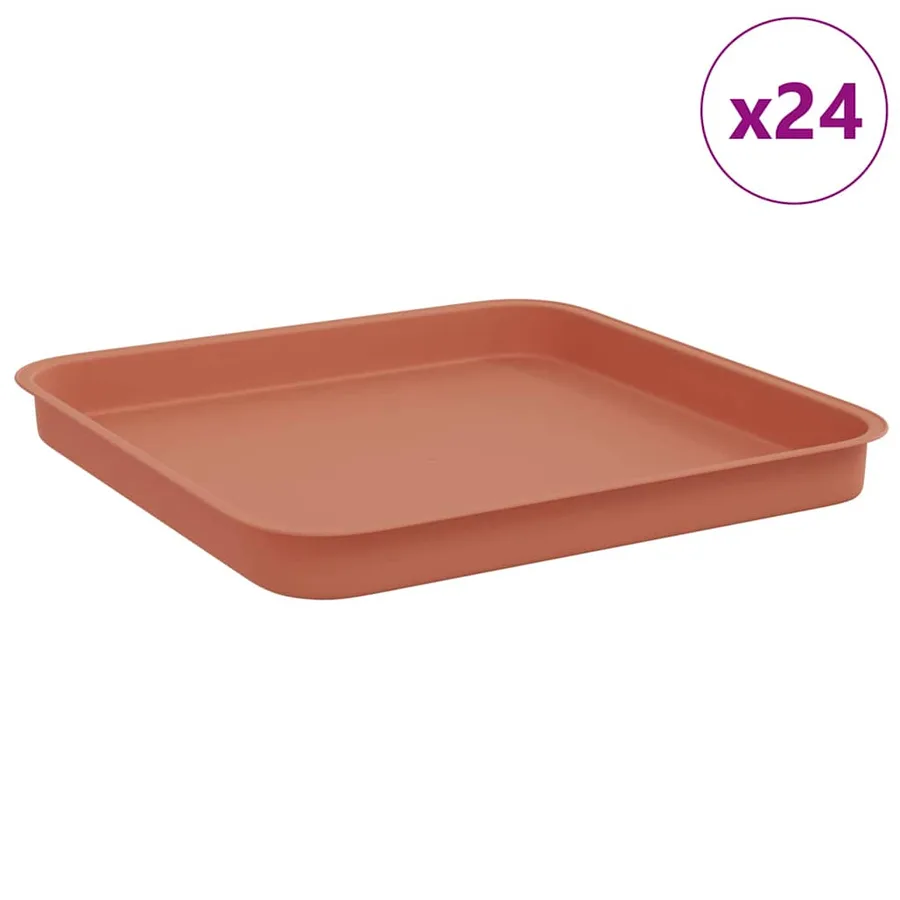 Plateau carré à fleurs 24 pcs Rouge brique 21 x 21 x 2 cm - 2