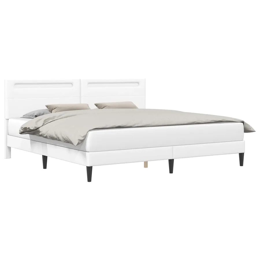 Cadre de lit avec bandes LED Blanc 200 x 200 cm Simili cuir - 3