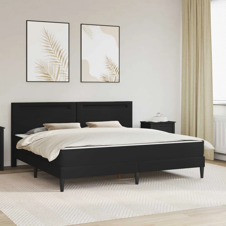 Cadre de lit avec bandes LED Noir 180 x 200 cm Simili cuir
