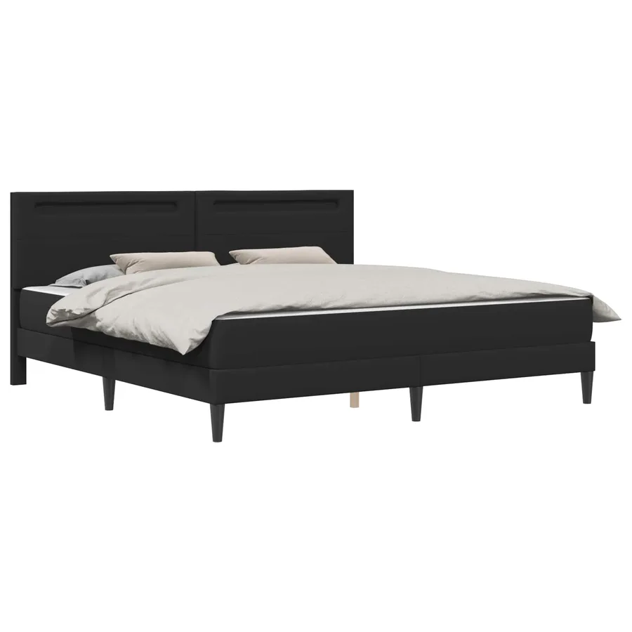 Cadre de lit avec bandes LED Noir 180 x 200 cm Simili cuir - 3