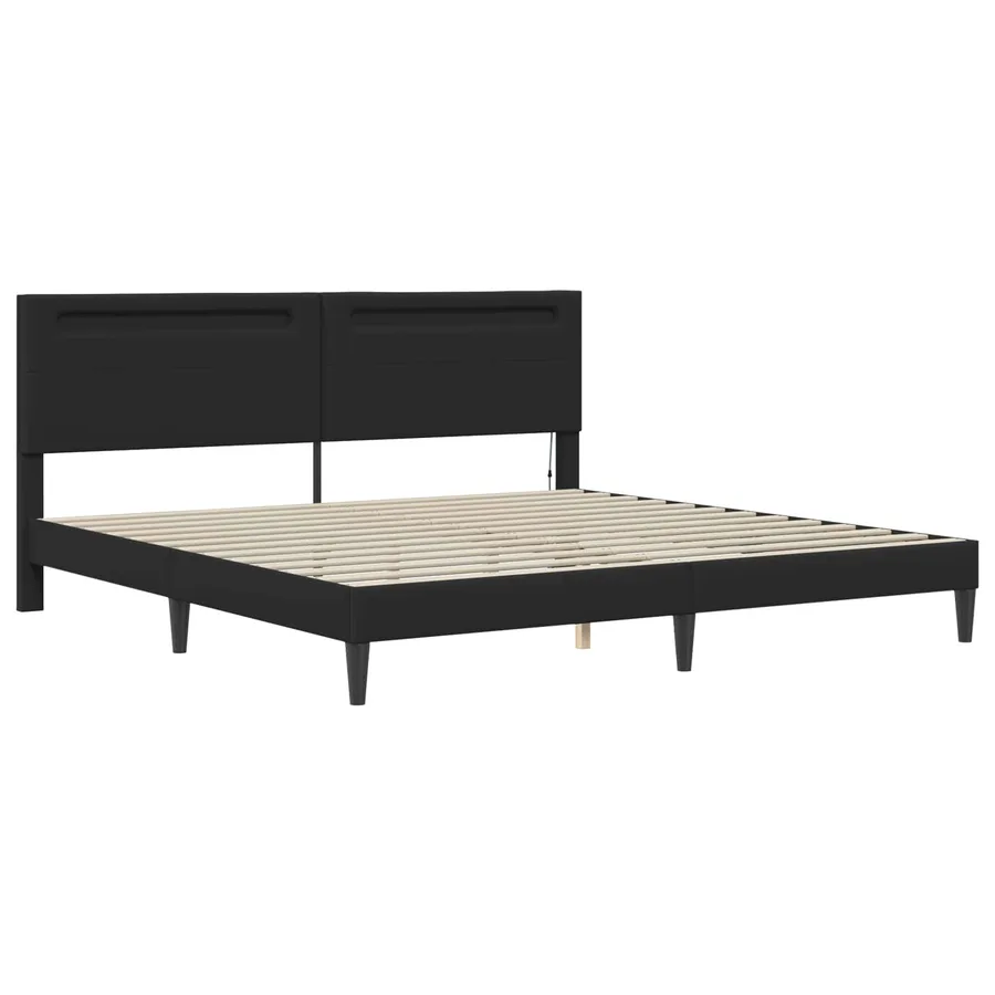 Cadre de lit avec bandes LED Noir 180 x 200 cm Simili cuir - 6
