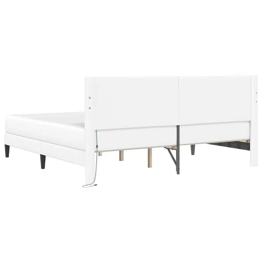 Cadre de lit avec bandes LED Blanc 200 x 200 cm Simili cuir - 8