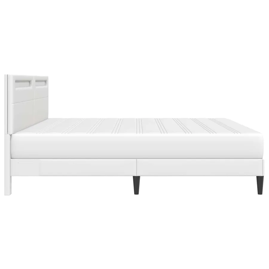 Cadre de lit avec bandes LED Blanc 200 x 200 cm Simili cuir - 9
