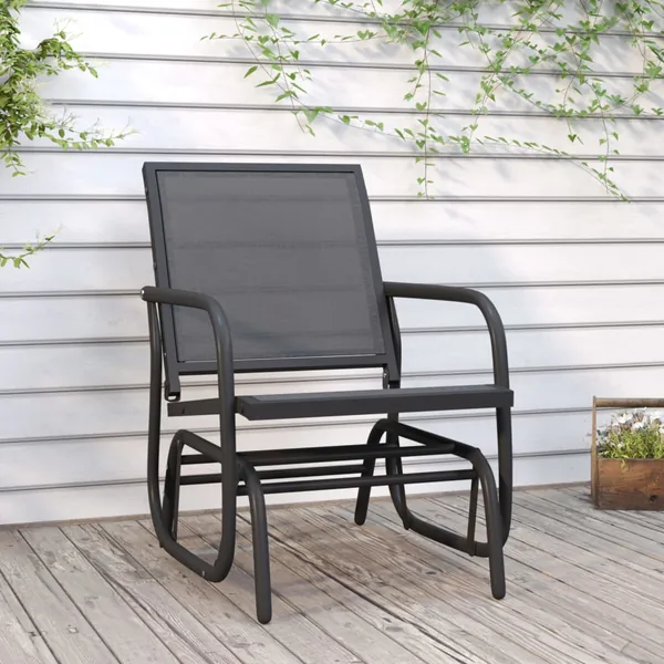 Chaise oscillante de jardin noir 61x76x87 cm textilène/acier