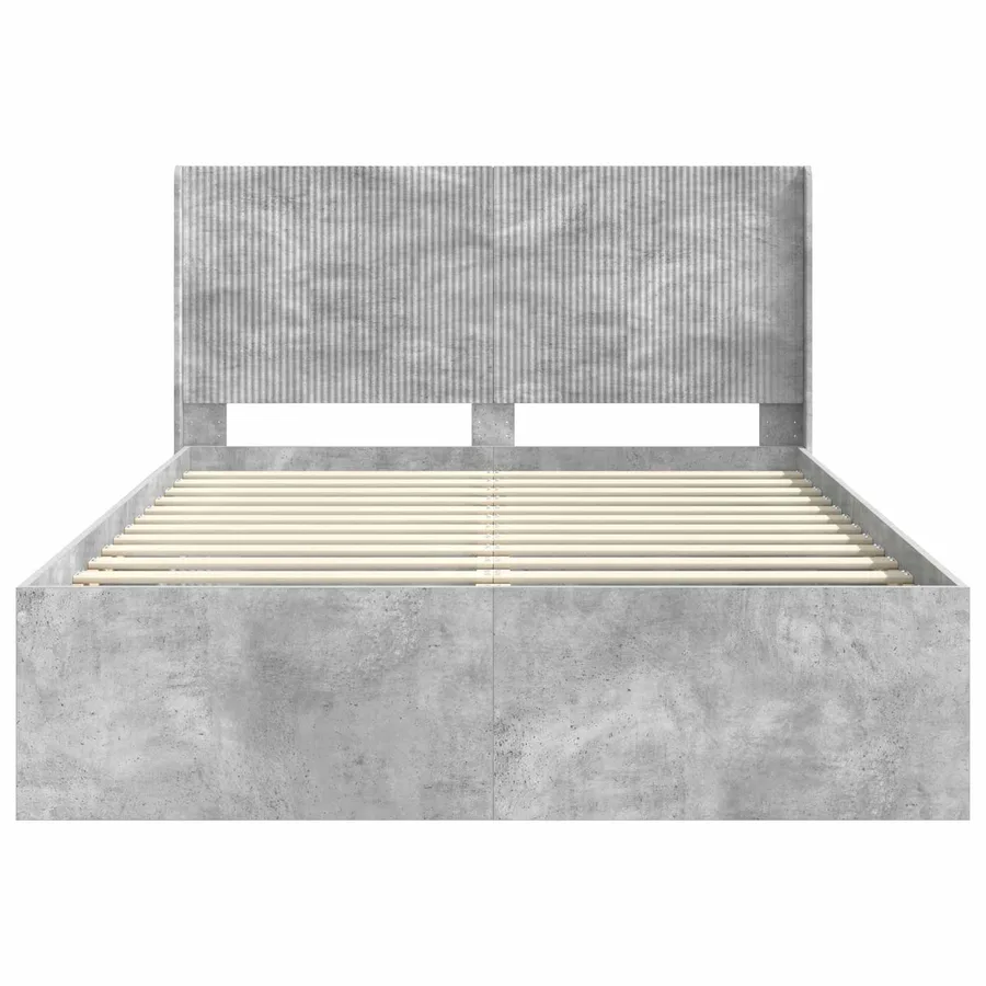 Cadre de lit avec rangement et tête de lit Gris béton - 5
