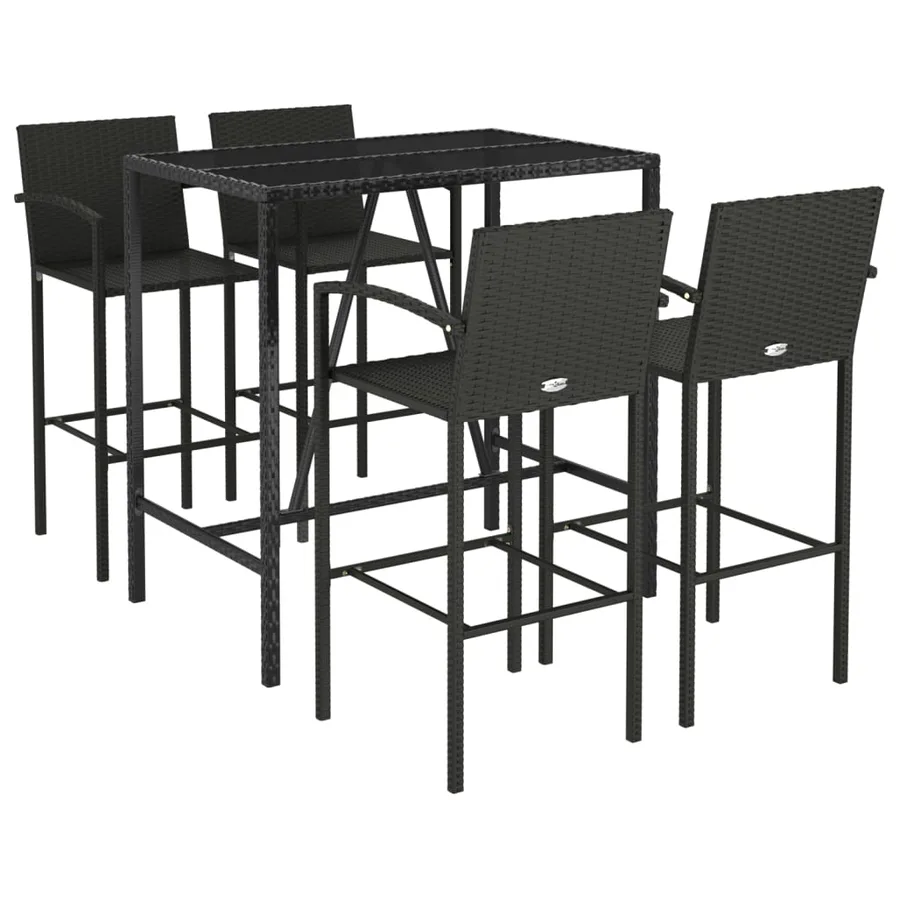 Ensemble de bar de jardin 5 pcs noir résine tressée - 3