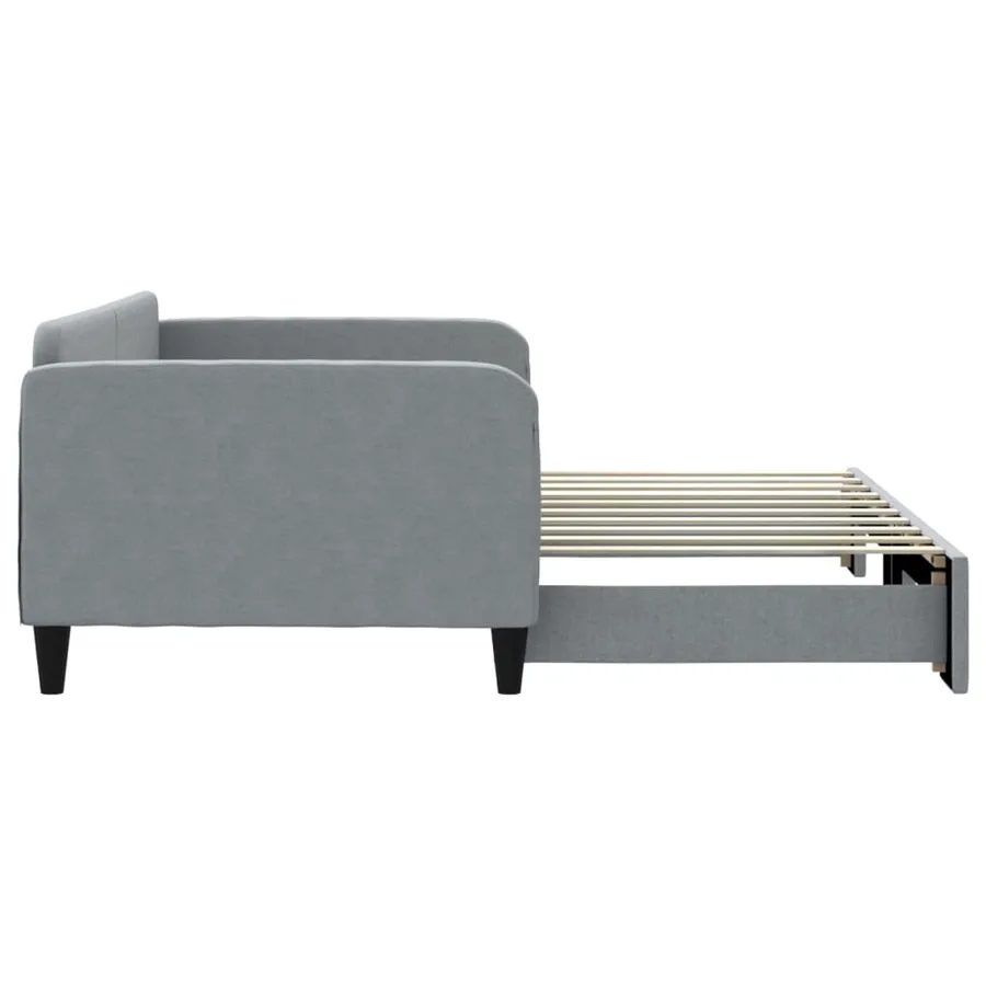 Lit de jour avec lit gigogne gris clair 100x190 cm tissu - 4