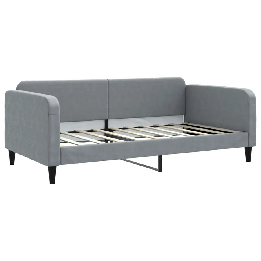 Lit de jour avec lit gigogne gris clair 100x190 cm tissu - 6