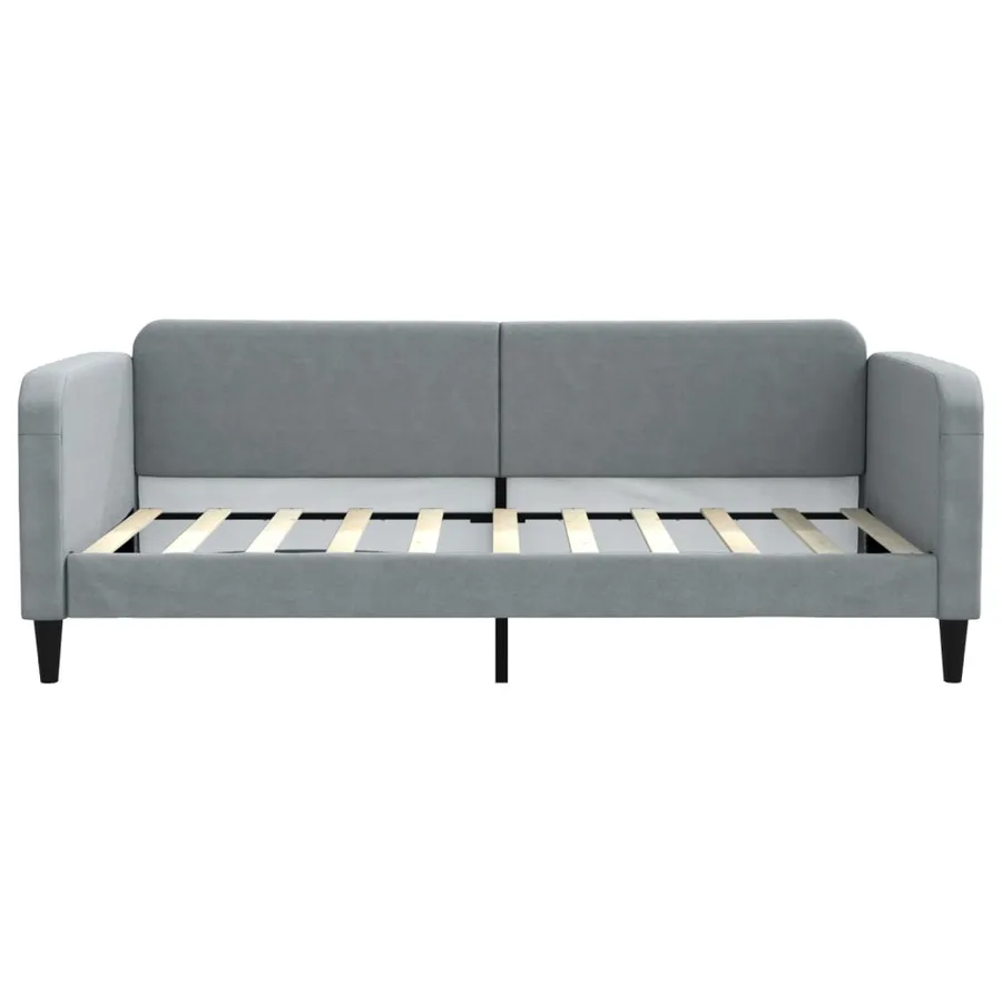 Lit de jour avec lit gigogne gris clair 100x190 cm tissu - 7