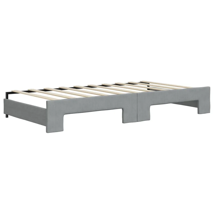 Lit de jour avec lit gigogne gris clair 100x190 cm tissu - 8