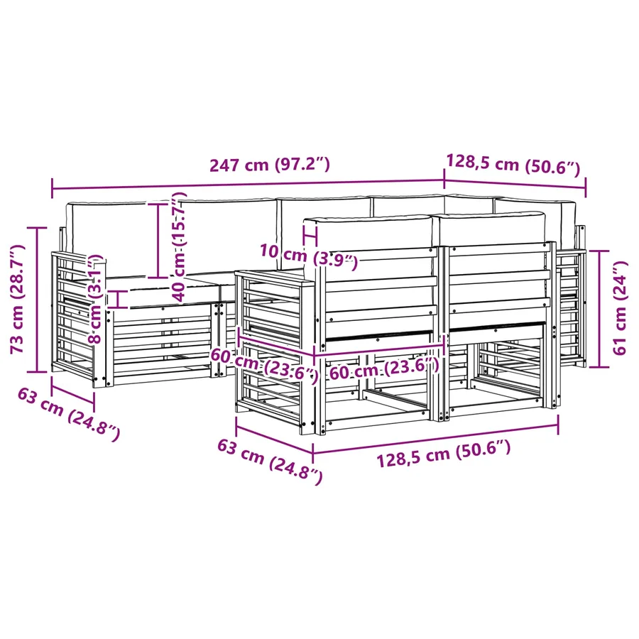 Ensemble de canapés d'extérieur 7 pcs Blanc et anthracite - 7