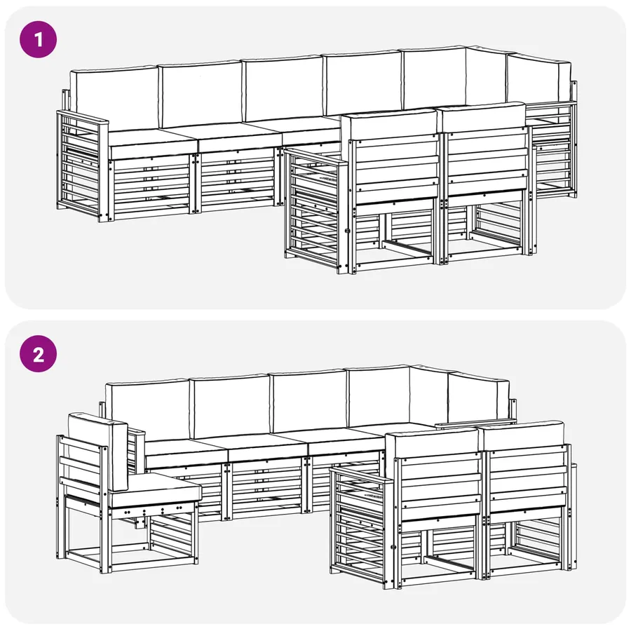 Ensemble de canapés d'extérieur 8 pcs Blanc et anthracite - 7