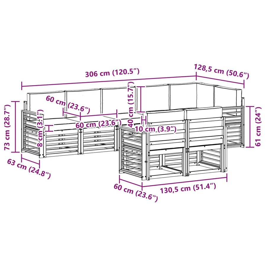 Ensemble de canapés d'extérieur 8 pcs Blanc et anthracite - 8