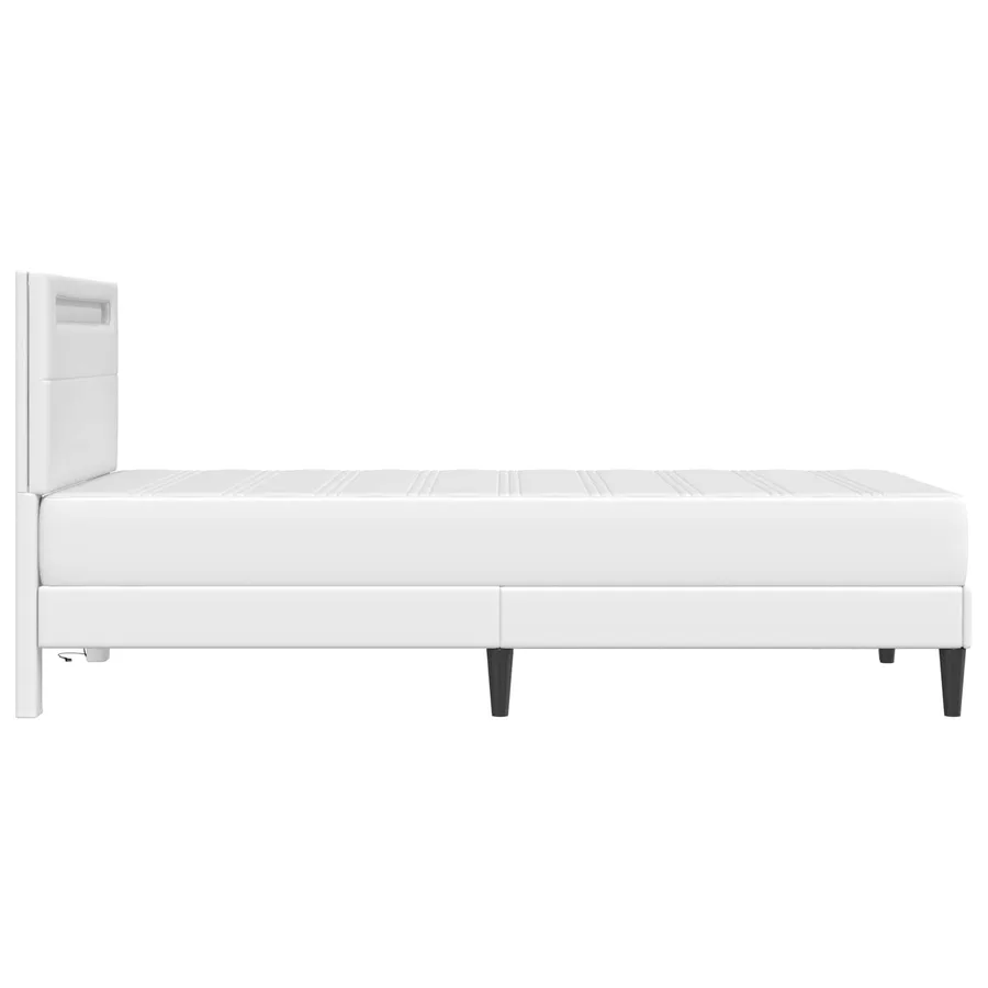 Cadre de lit avec bandes LED Blanc 90 x 190 cm Simili cuir - 9