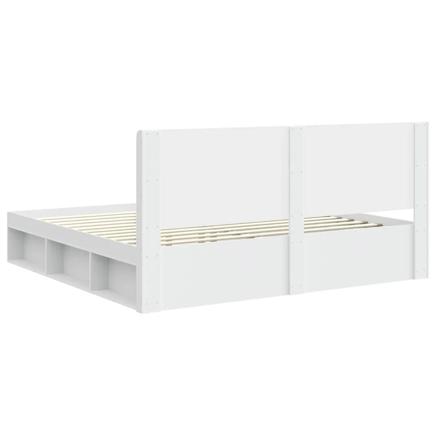 Cadre de lit avec rangement et tête de lit Blanc 200 x 200 cm - 7