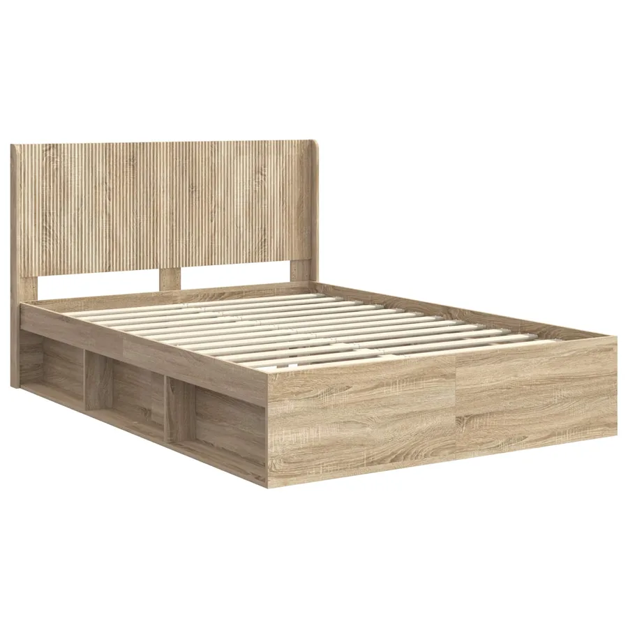 Cadre de lit avec rangement et tête de lit Chêne Sonoma - 4