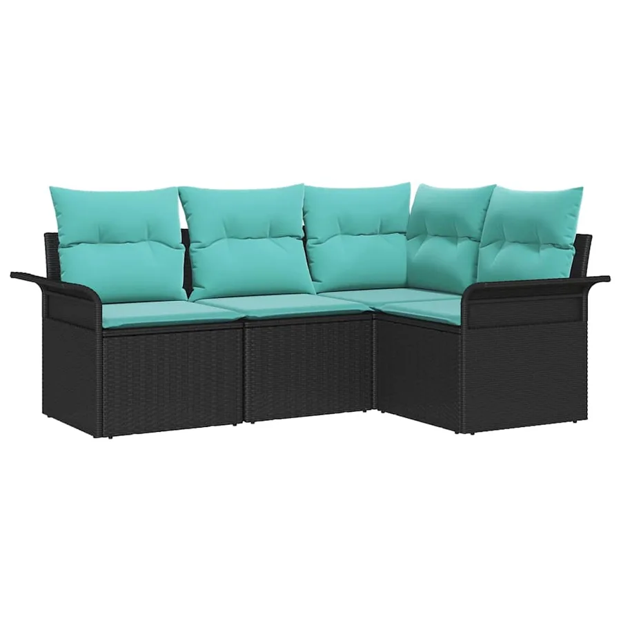 Ensemble de canapé de jardin avec stockage 4 pcs Noir polyrotin - 2