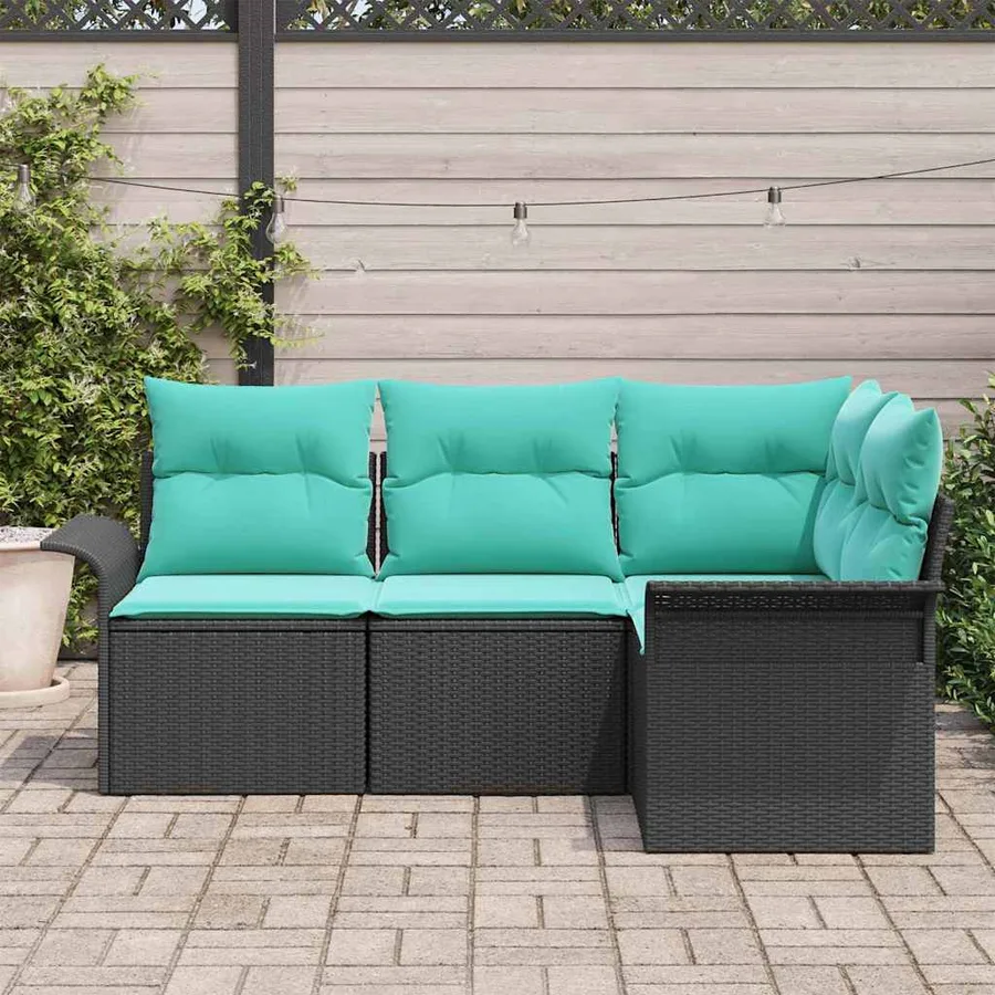 Ensemble de canapé de jardin avec stockage 4 pcs Noir polyrotin - 3
