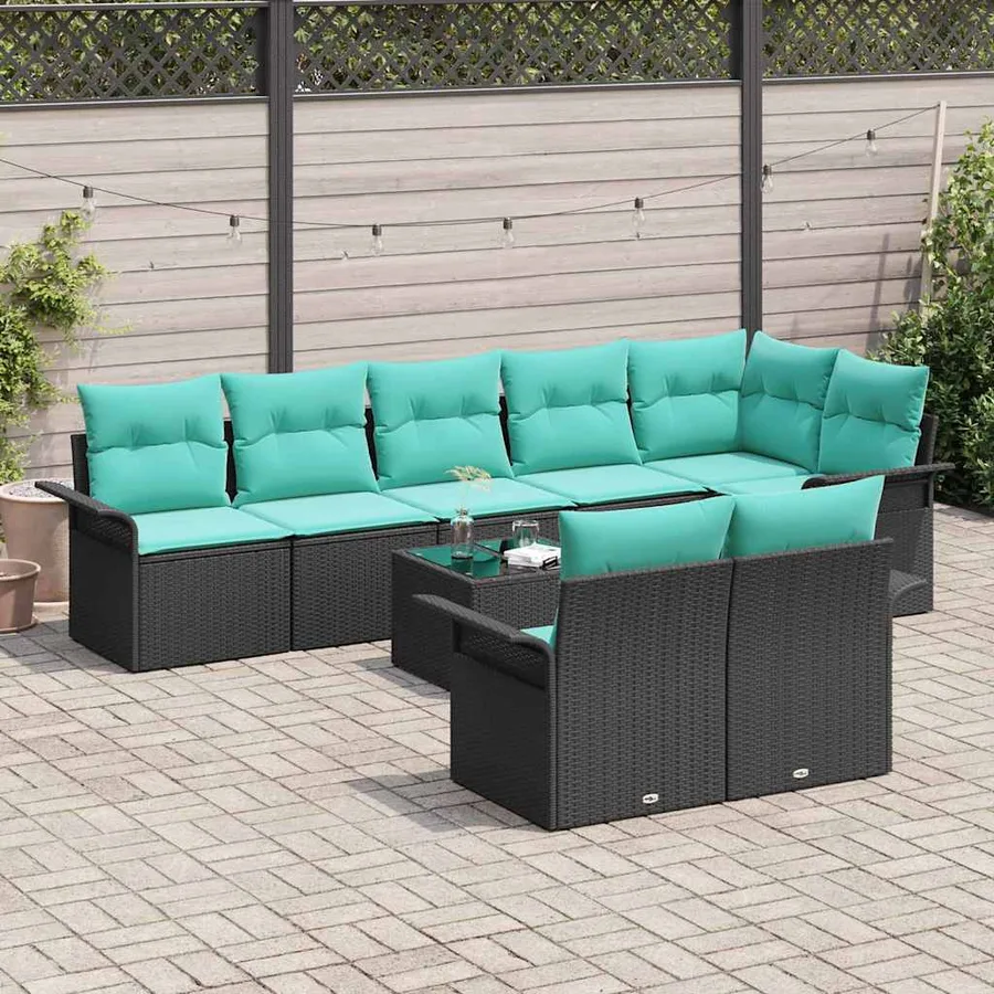 Ensemble de canapé de jardin avec stockage 9 pcs Noir polyrotin - 3