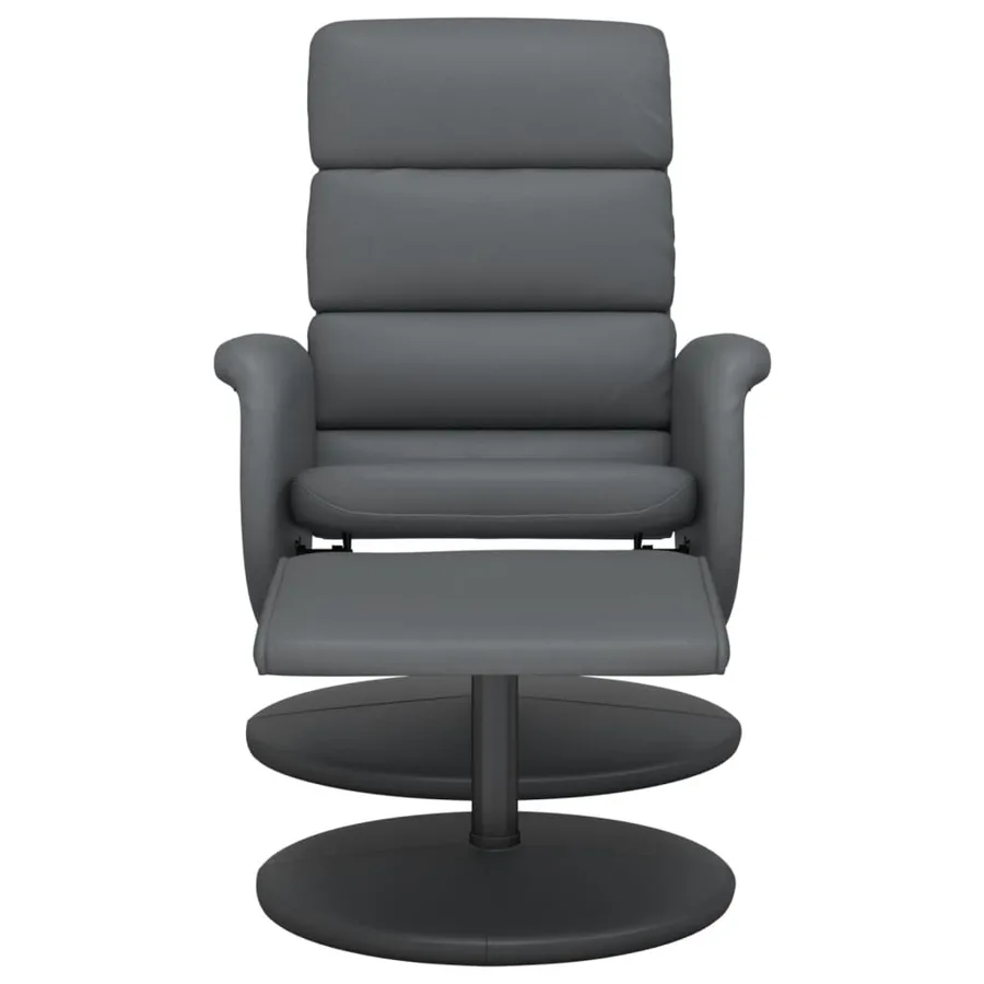 Fauteuil inclinable avec repose-pied gris similicuir - 3