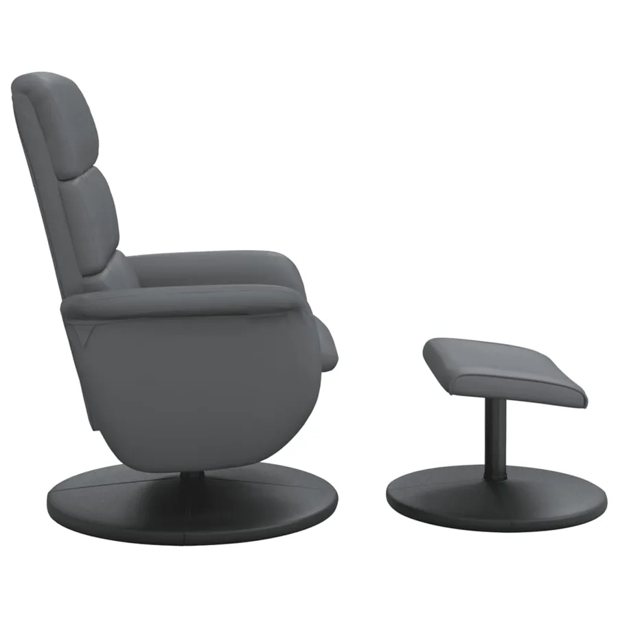 Fauteuil inclinable avec repose-pied gris similicuir - 4