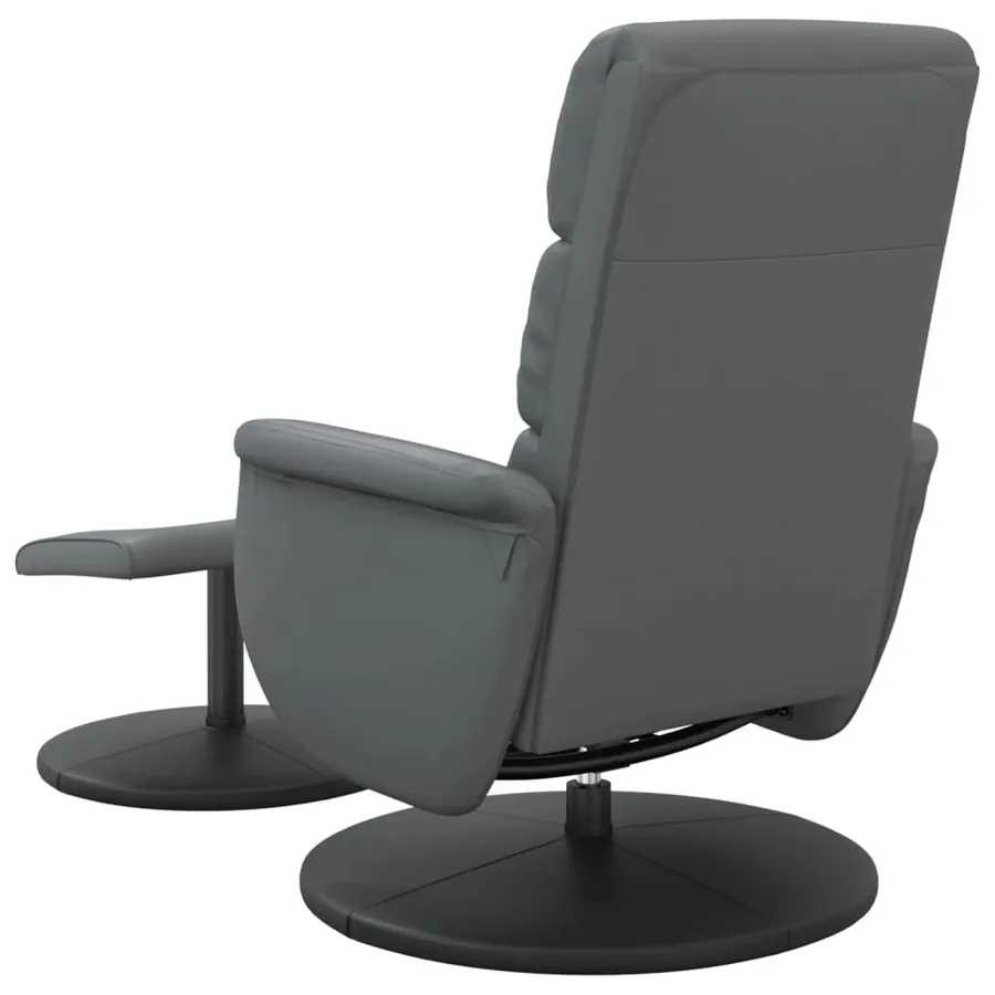 Fauteuil inclinable avec repose-pied gris similicuir - 5