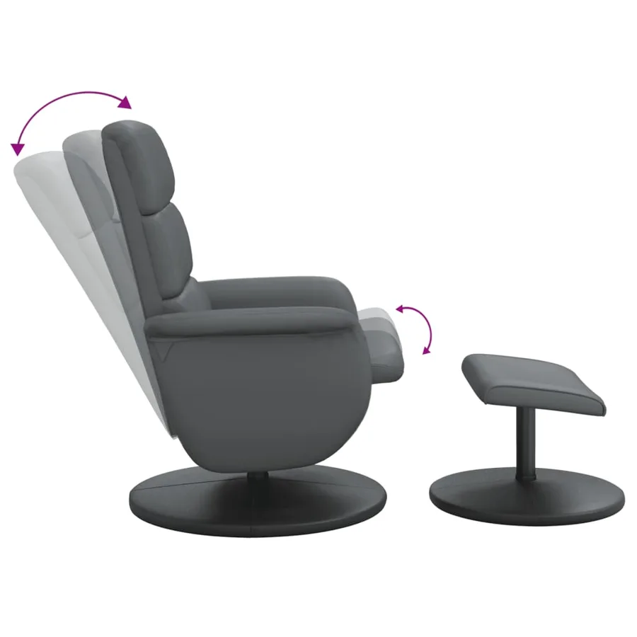 Fauteuil inclinable avec repose-pied gris similicuir - 6