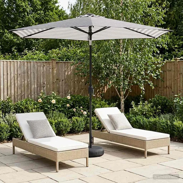 Parasol de jardin avec lumières LED et base 270 x 270 cm
