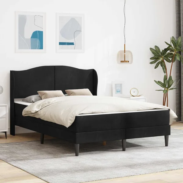 Cadre de lit avec tête de lit Noir 140 x 190 cm Velours