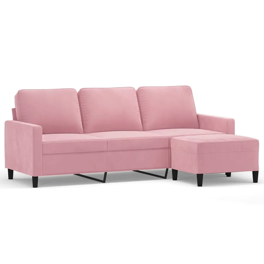 Canapé à 3 places avec repose-pieds Rose 180 cm Velours - 2