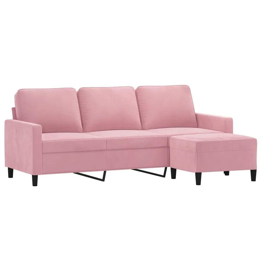Canapé à 3 places avec repose-pieds Rose 180 cm Velours - 3