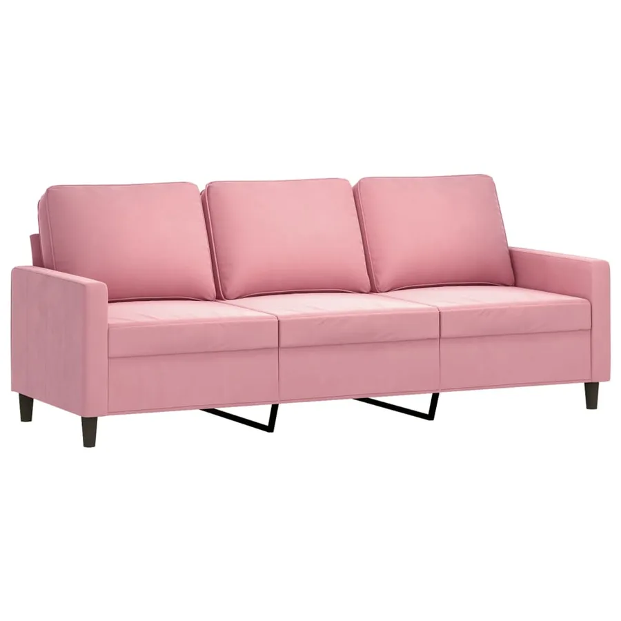 Canapé à 3 places avec repose-pieds Rose 180 cm Velours - 4
