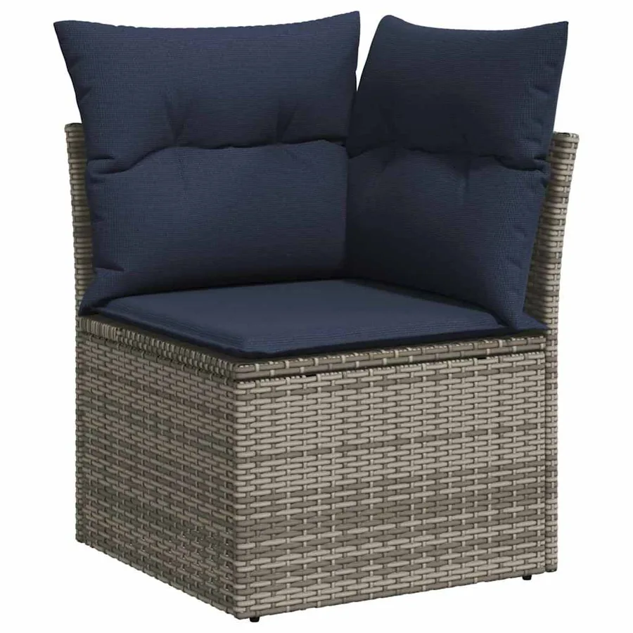 Ensemble de canapé de jardin 8 pcs Gris et marine polyrotin - 5