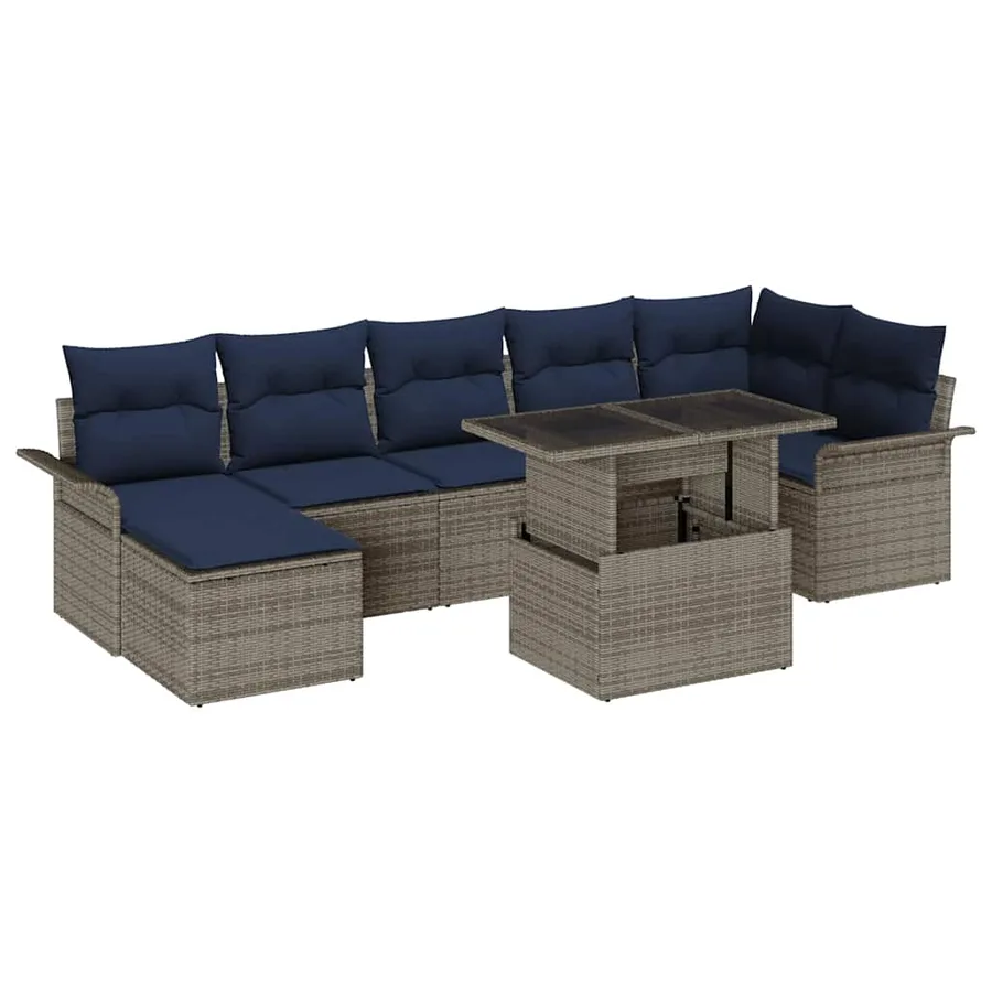 Ensemble de canapé de jardin 8 pcs Gris Poly Rattan - 2