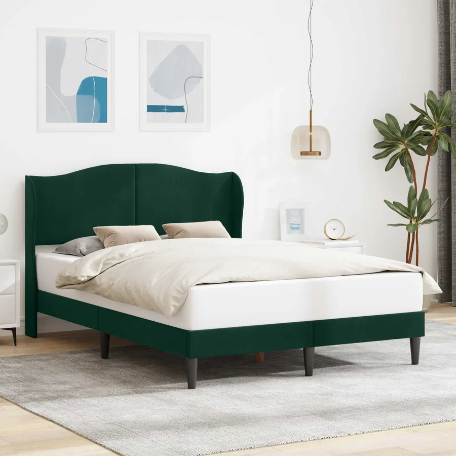 Cadre de lit avec tête de lit Vert foncé 140 x 200 cm Velours