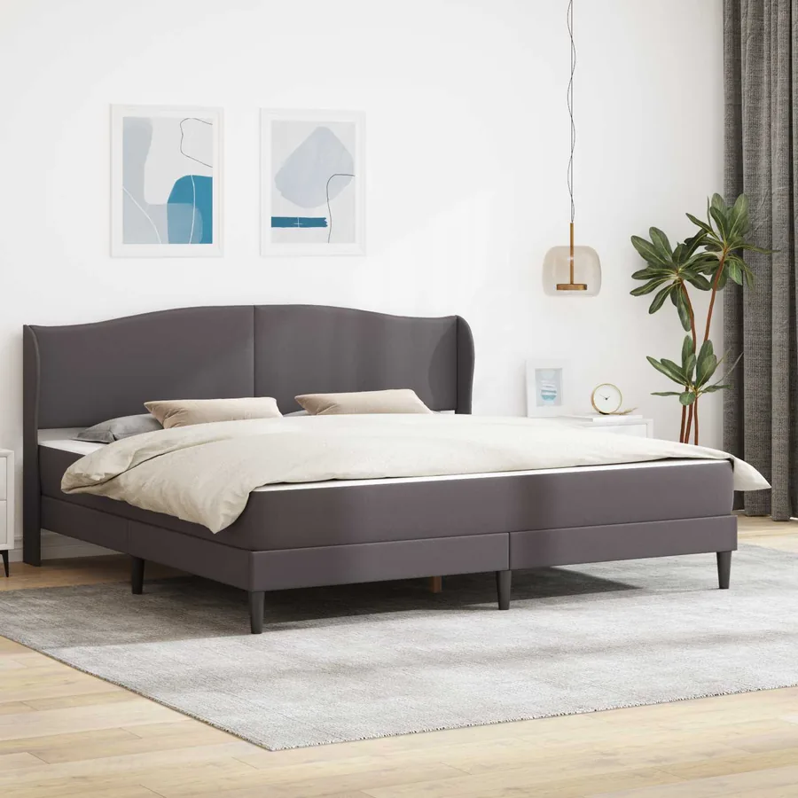 Cadre de lit avec tête de lit Gris 200 x 200 cm Simili cuir