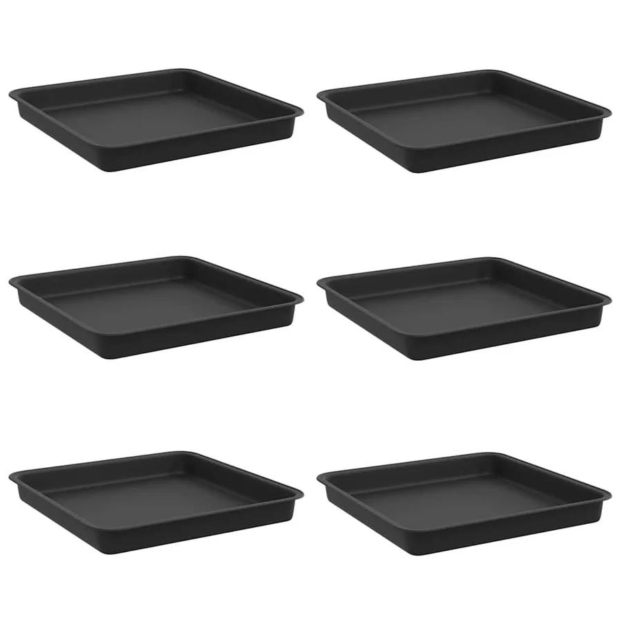 Plateau carré à fleurs 6 pcs Noir 18 x 18 x 2 cm Plastique - 2