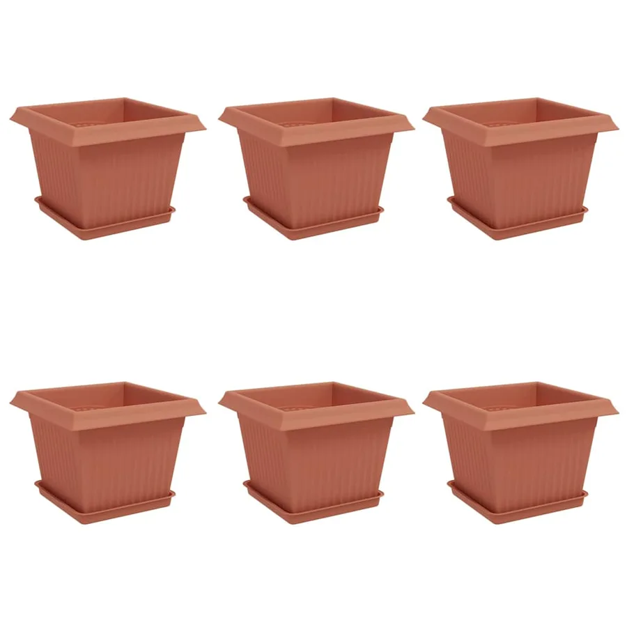 Pots de plantes 6 pcs Rouge brique 23 x 23 x 17,5 cm Plastique - 2