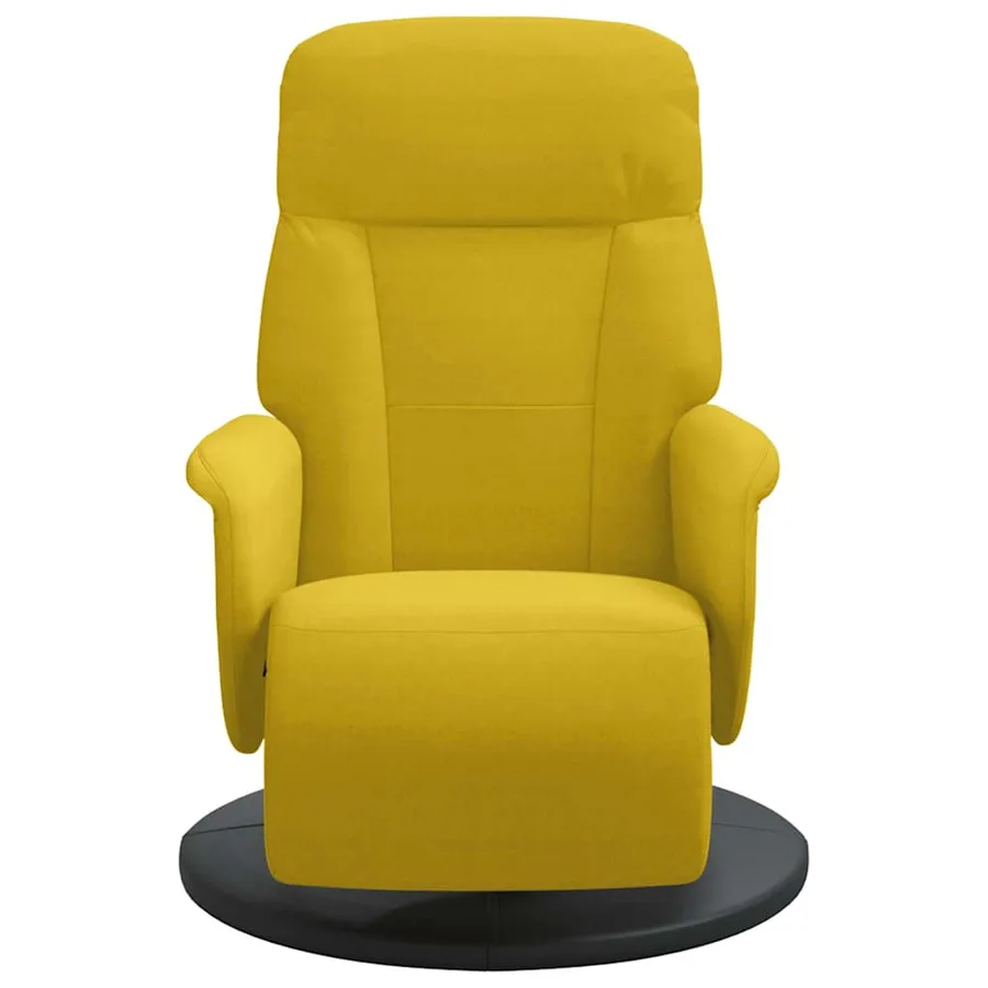 Fauteuil inclinable avec repose-pied jaune velours - 3