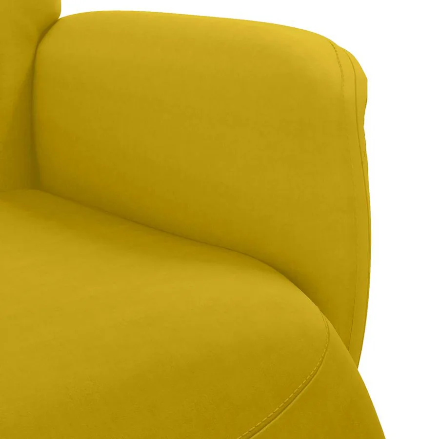 Fauteuil inclinable avec repose-pied jaune velours - 7