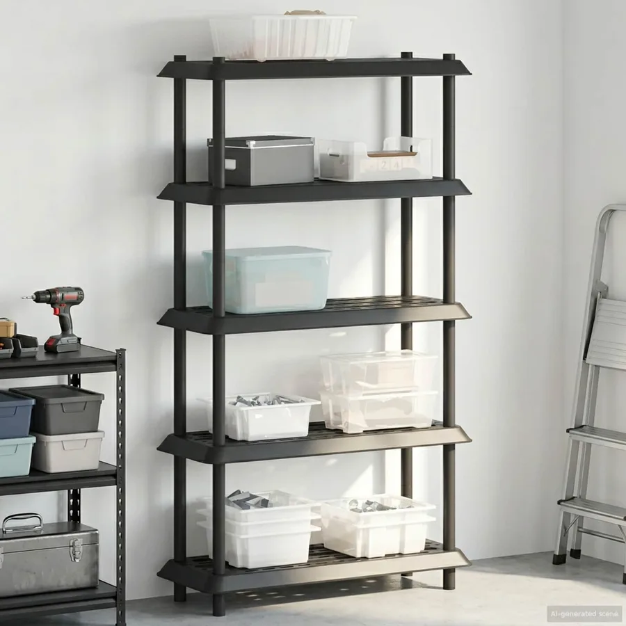 Unité de rangement 5 niveaux 100 x 40 x 177 cm PP Anthracite - 4