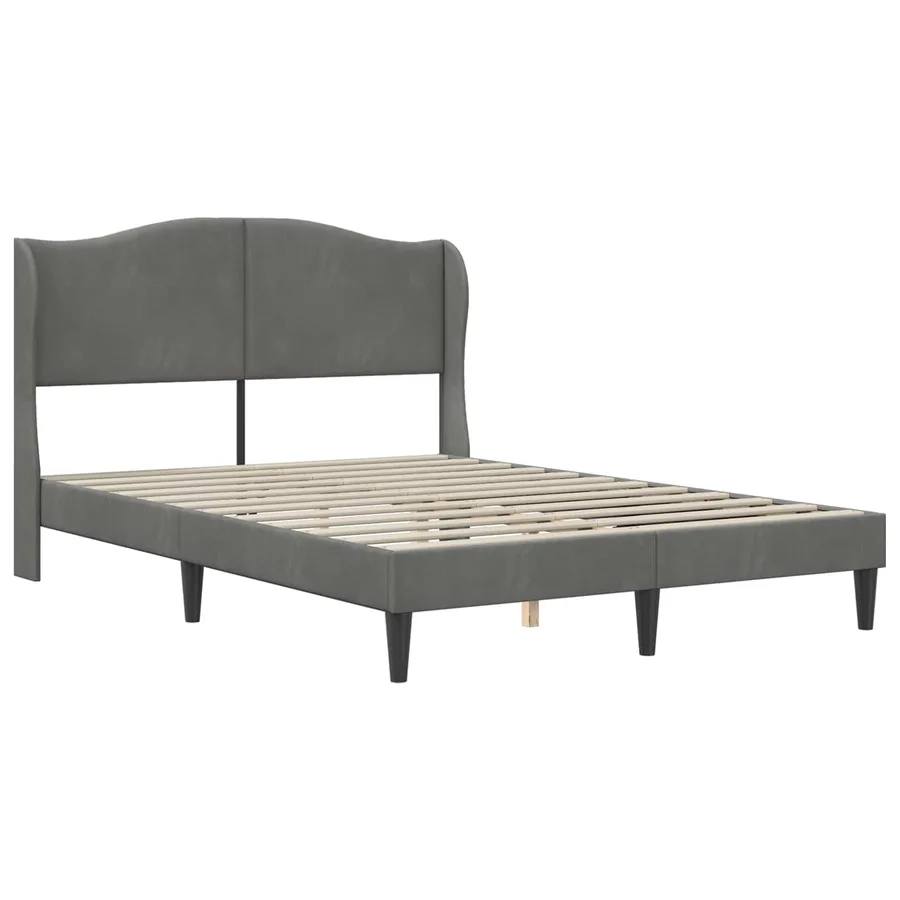 Cadre de lit avec tête de lit Gris foncé 120 x 190 cm Velours - 3